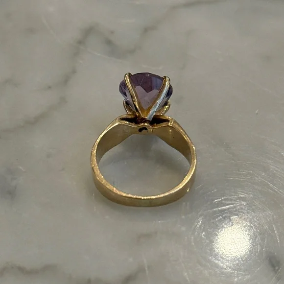 14k GOLD & AMETHYST Rose de France Cocktail Ring, Circa 1960s–70s - Picture 5 of 8